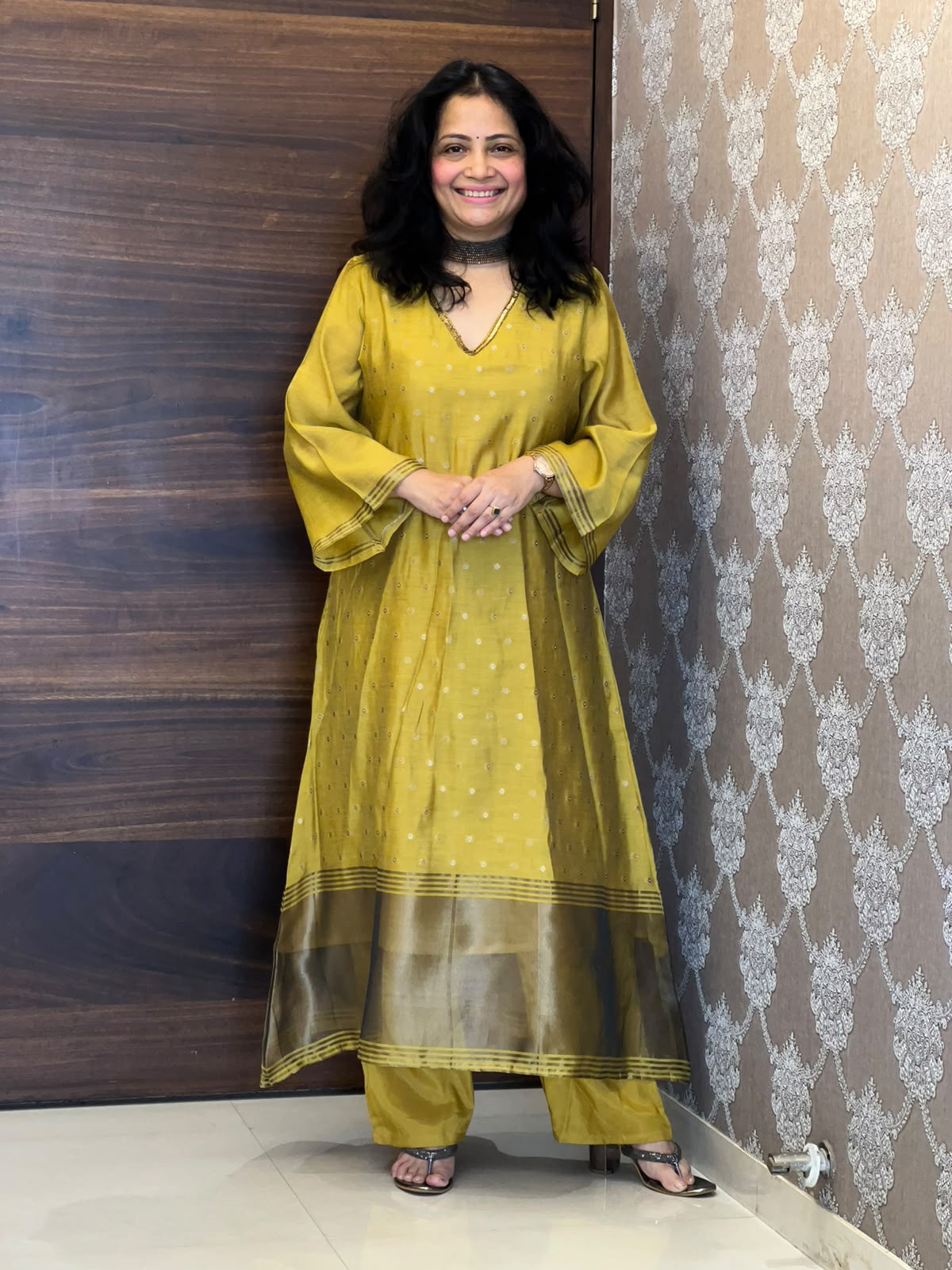 Mustard Color Chanderi Silk Dupatta Set