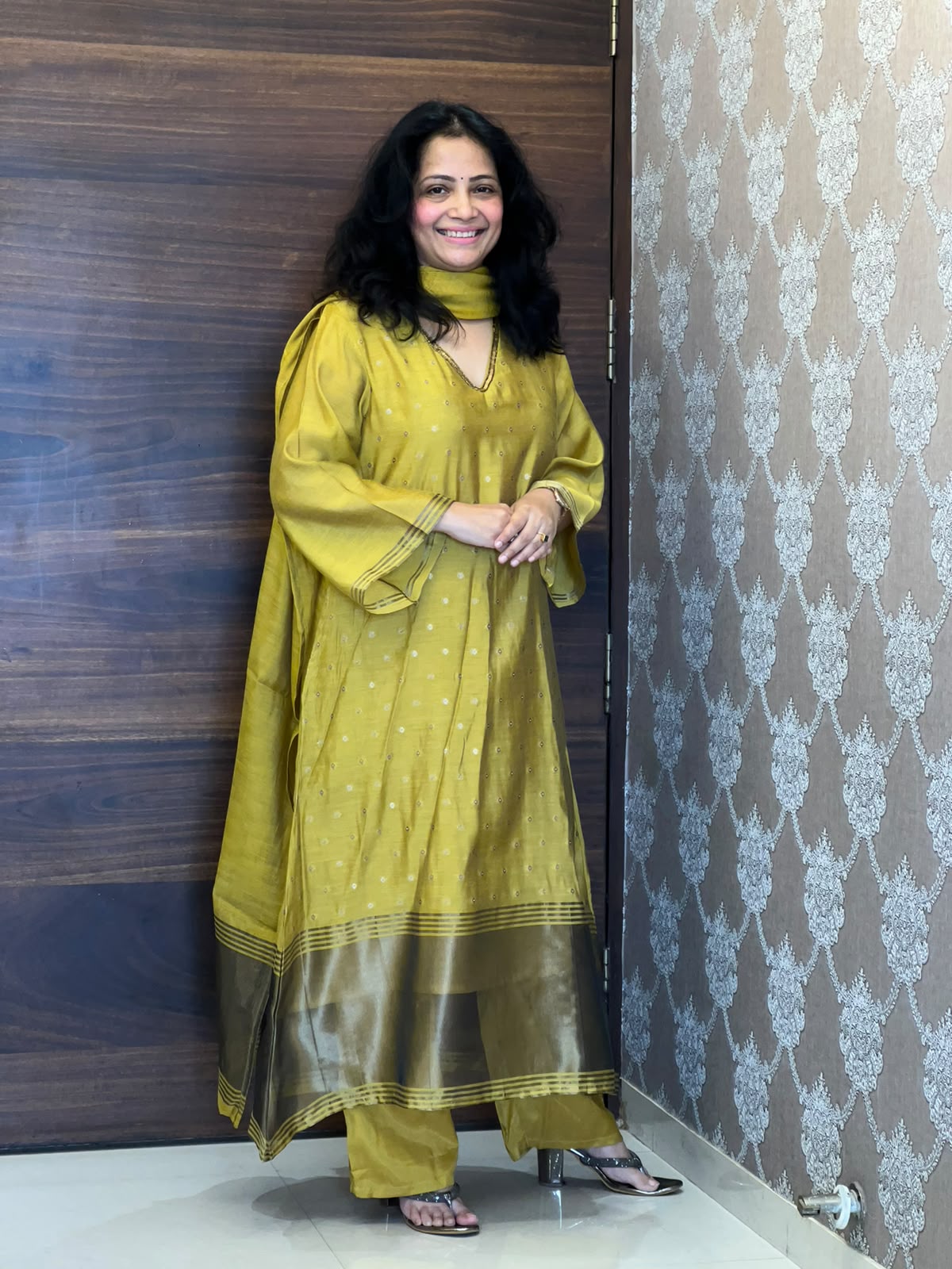 Mustard Color Chanderi Silk Dupatta Set