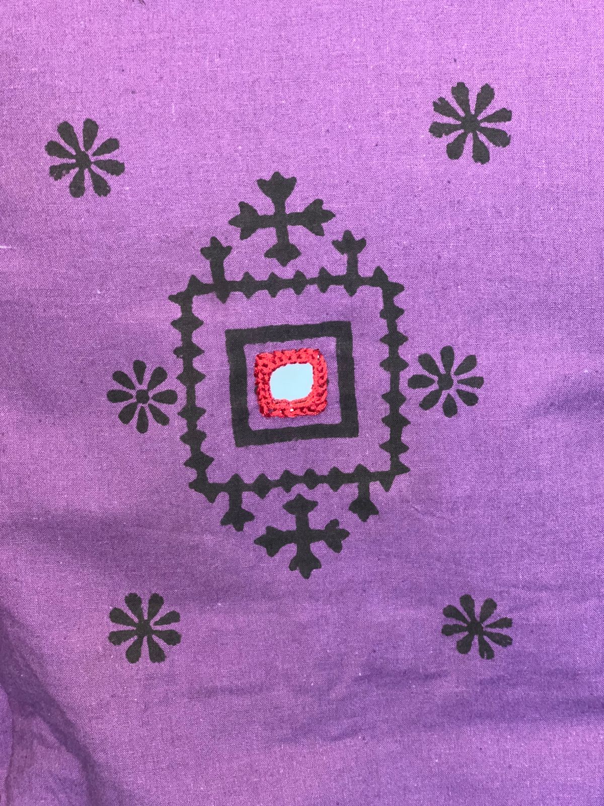Purple Dabu Cotton Dupatta Set