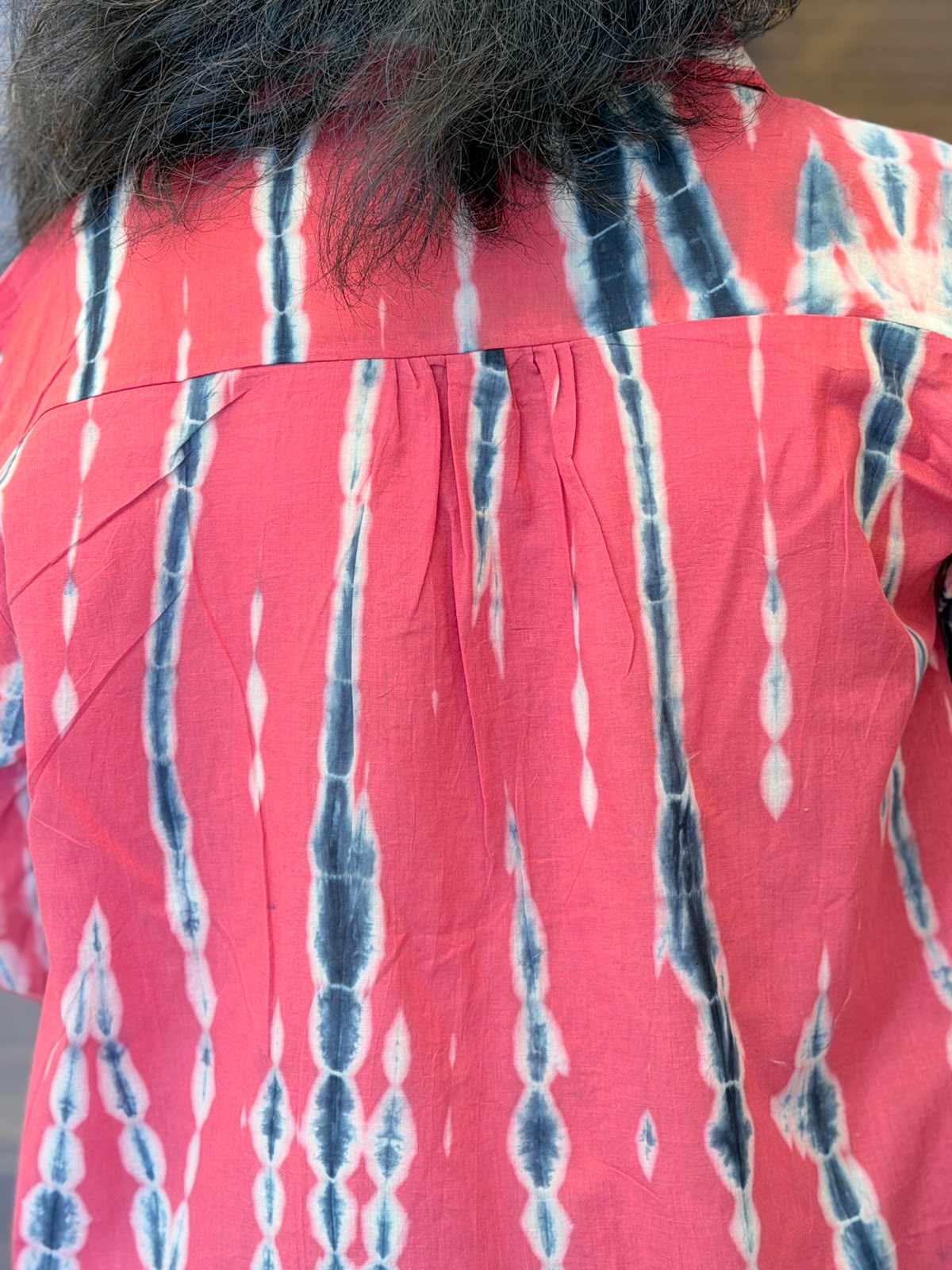 Shibori Print Pink Color Pure Cotton Shirt Top