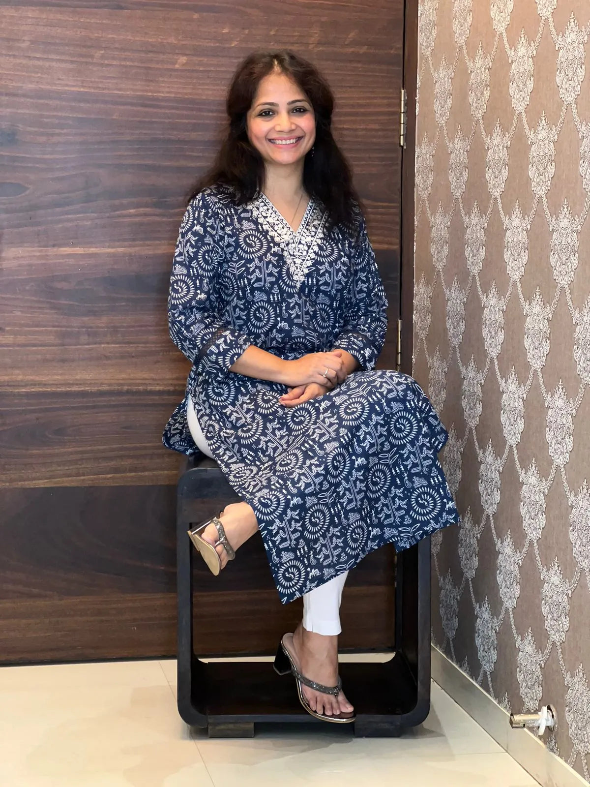 Indigo Color Pure Cotton Kurti-Design