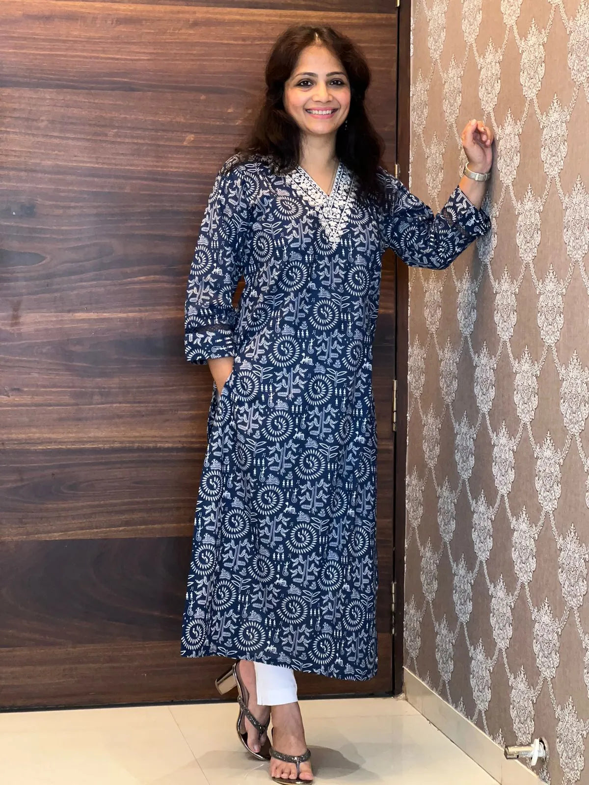 Indigo Color Pure Cotton Kurti-Design