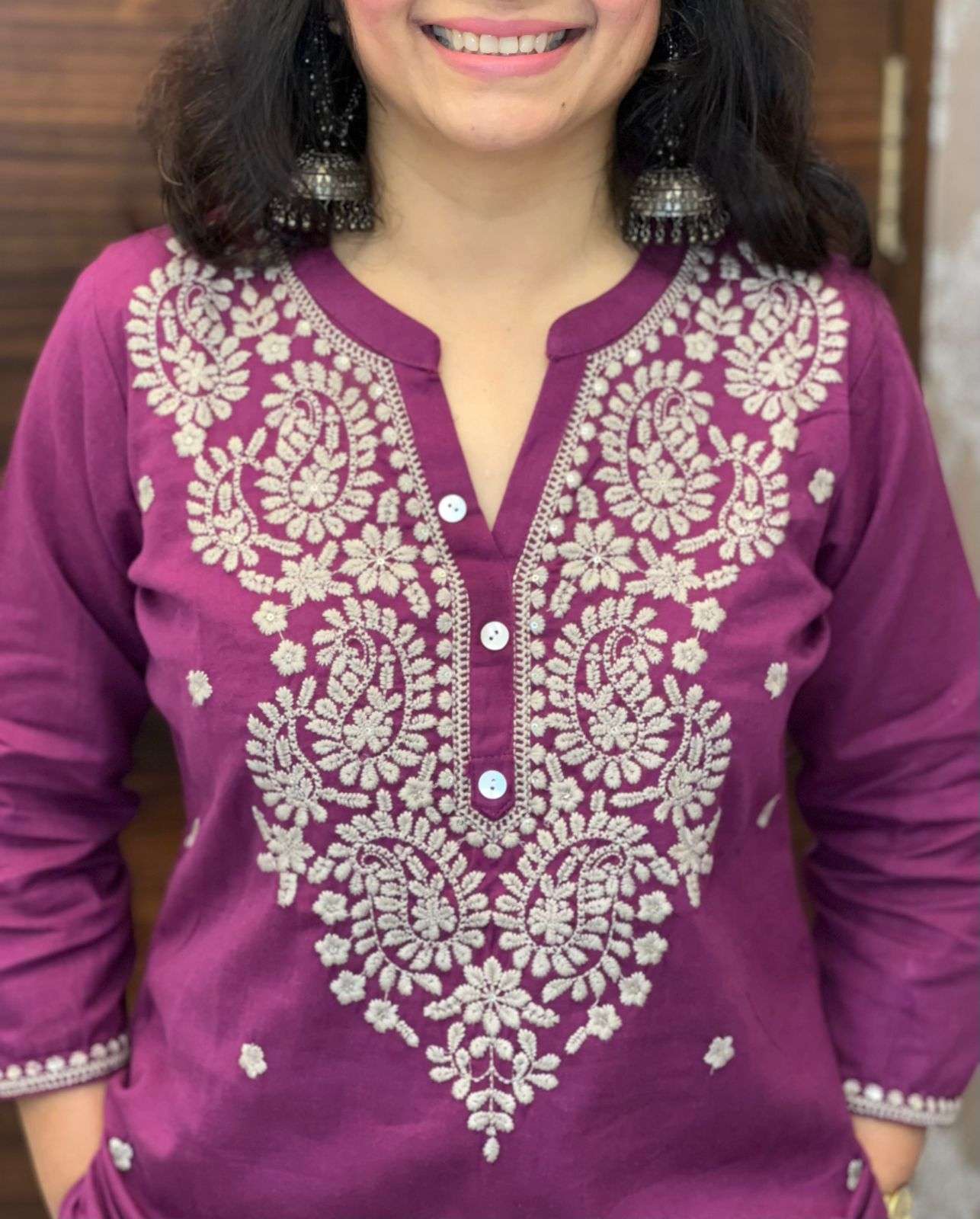 Plum Tone Cotton Flex Dupatta Set