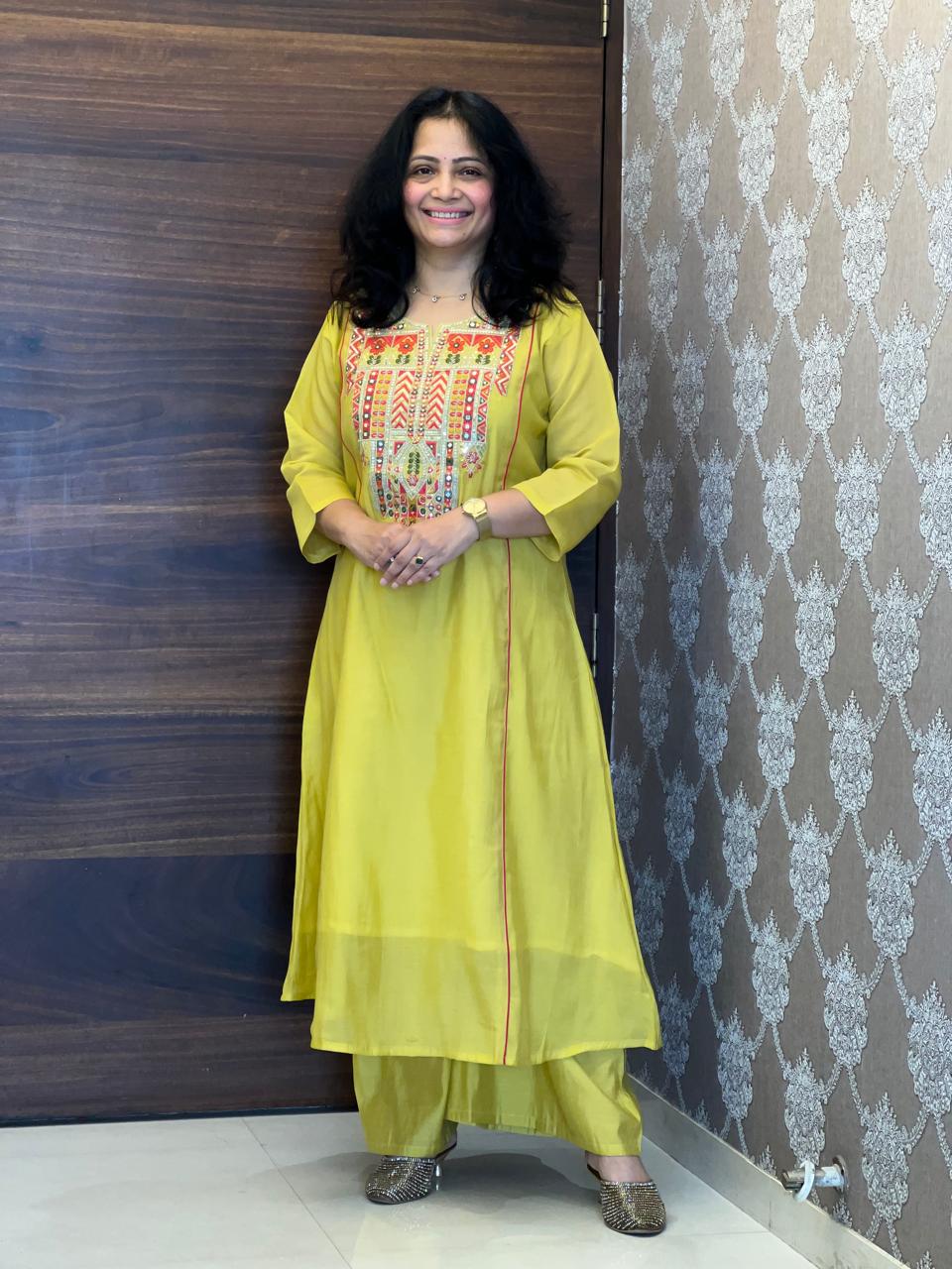 Yellow Color Mul Chanderi Dupatta Set
