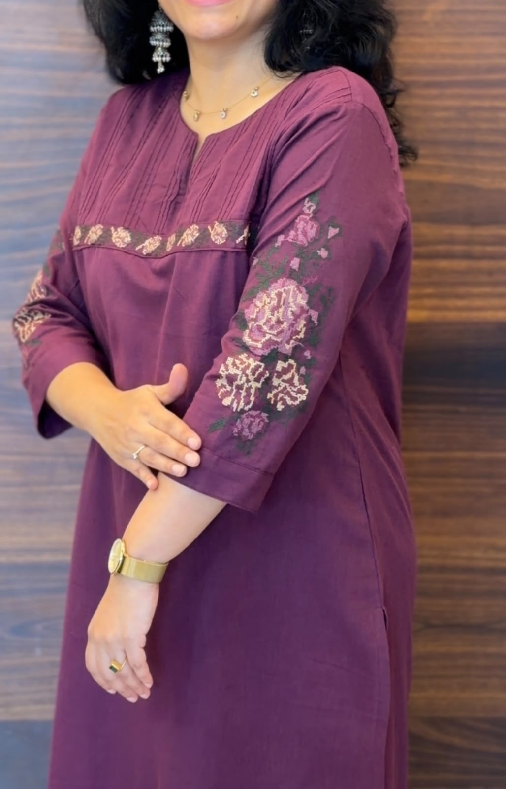 Purple Cotton Flex Kurti-Pant Set
