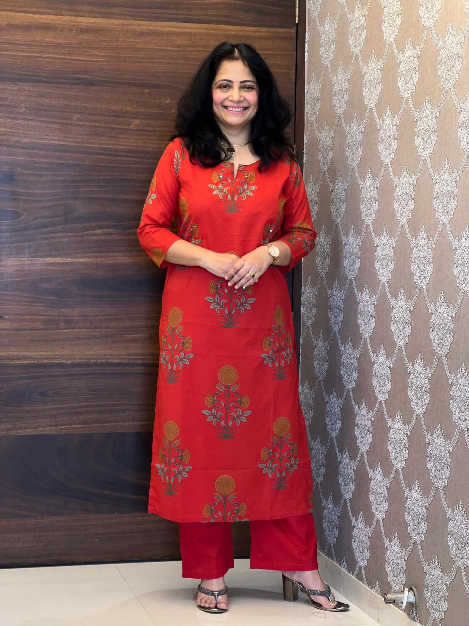 Rust Color Pure Cotton Dupatta Set