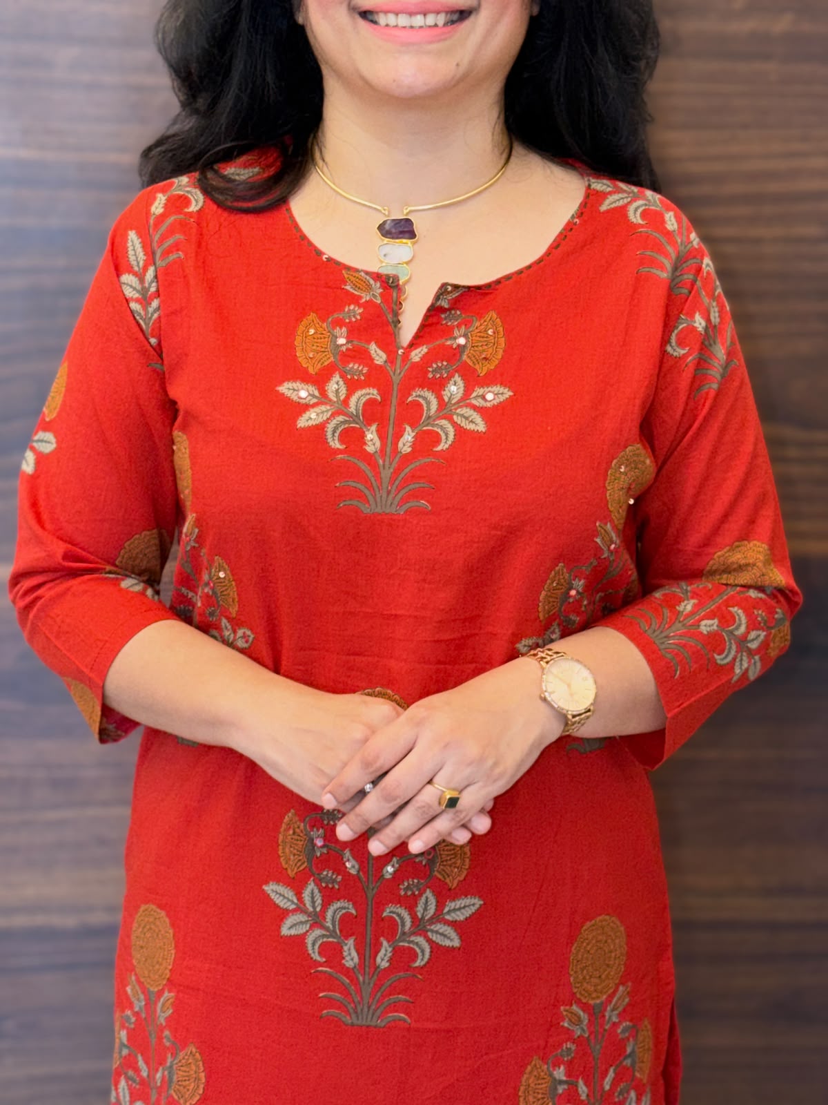 Rust Color Pure Cotton Dupatta Set