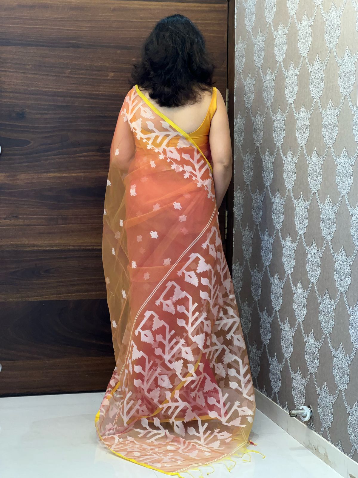 Resham Muslin Silk Hand Woven Jamdani Saree