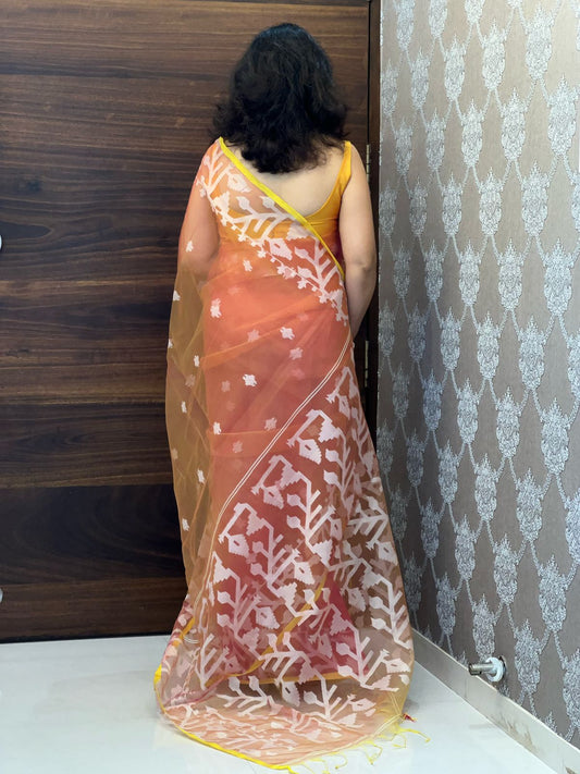Resham Muslin Silk Hand Woven Jamdani Saree
