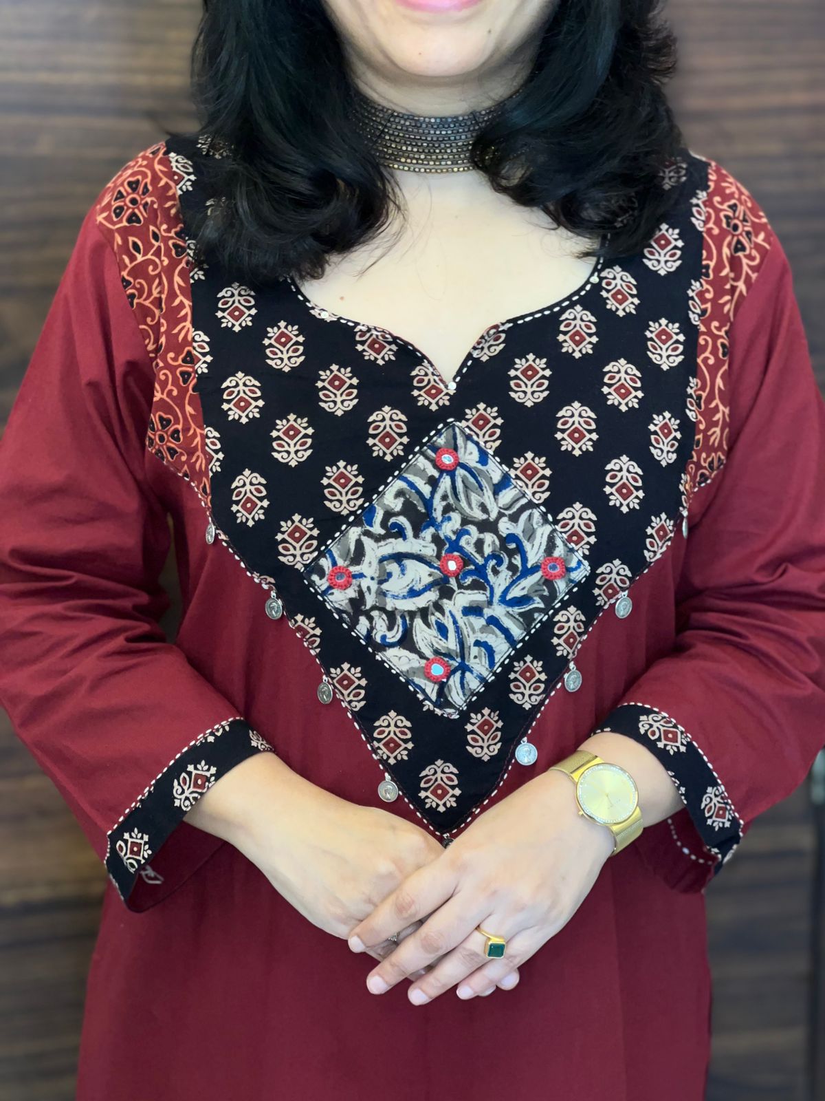 Maroon Color Kalamkari Pure Dupatta Set