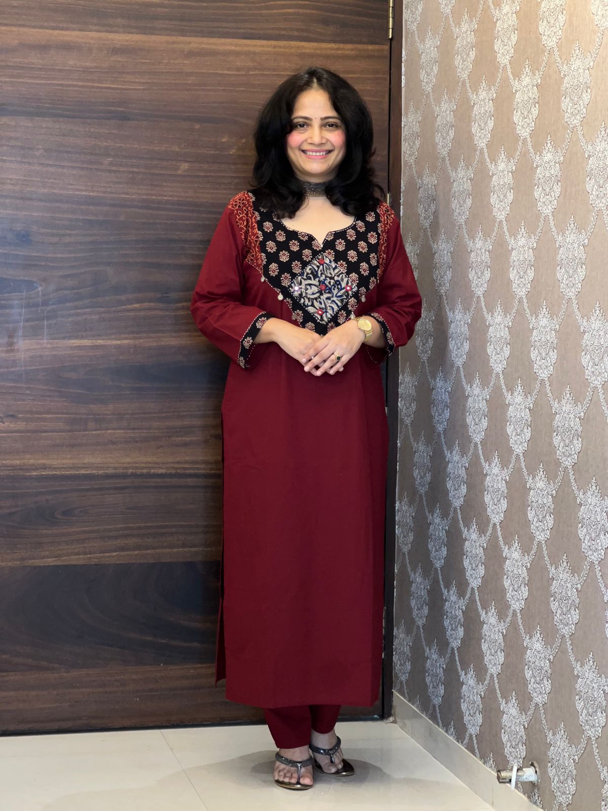 Maroon Color Kalamkari Pure Dupatta Set