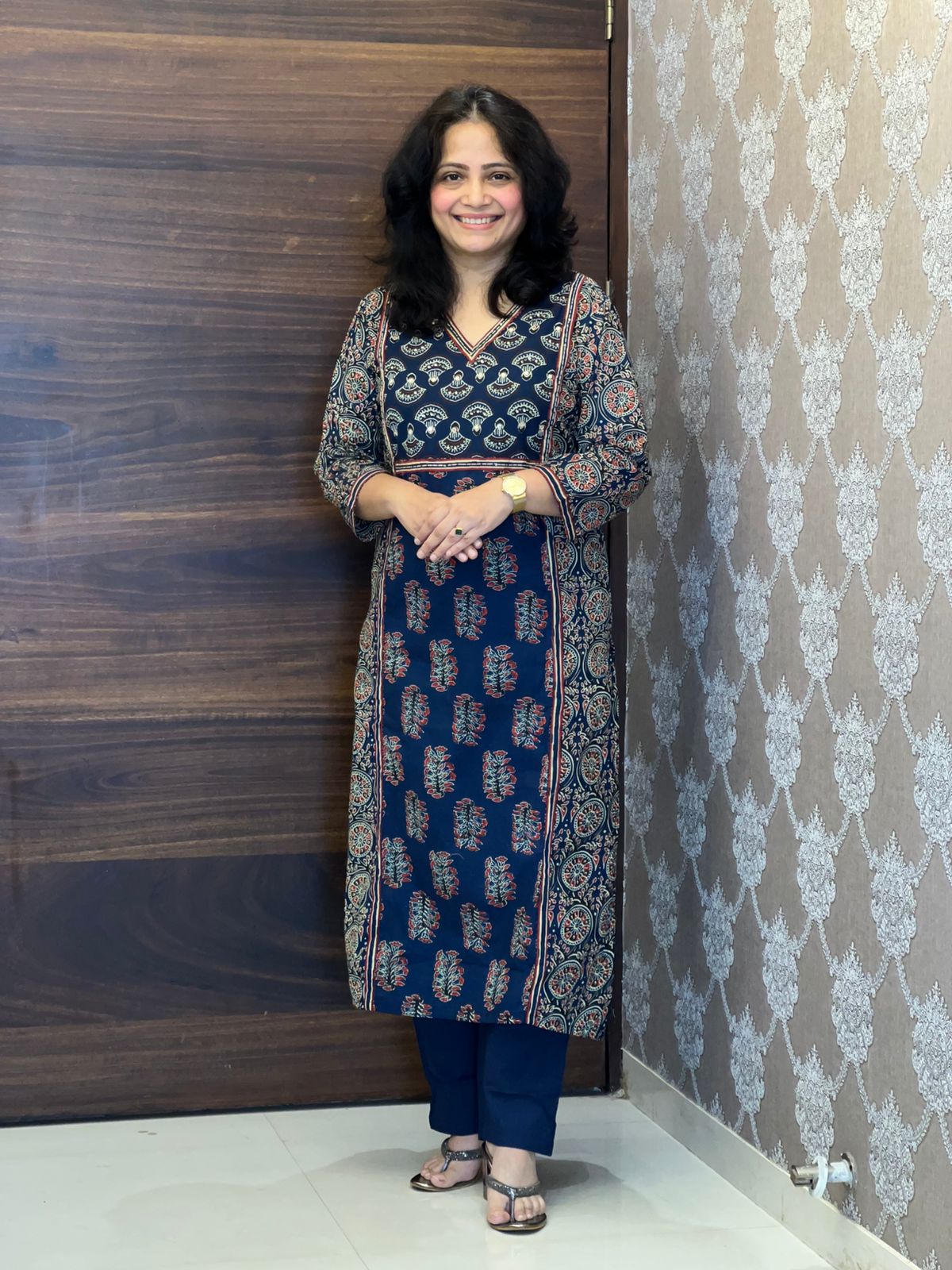 Blue Color Panel Work Pure Dupatta Set