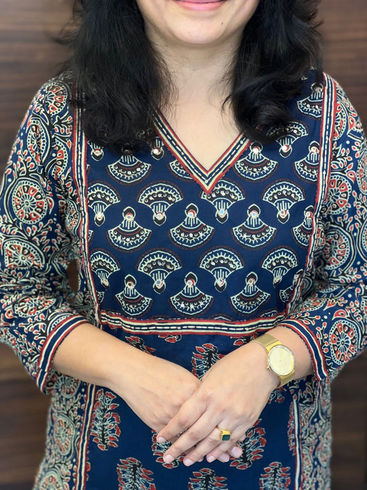 Blue Color Panel Work Pure Dupatta Set