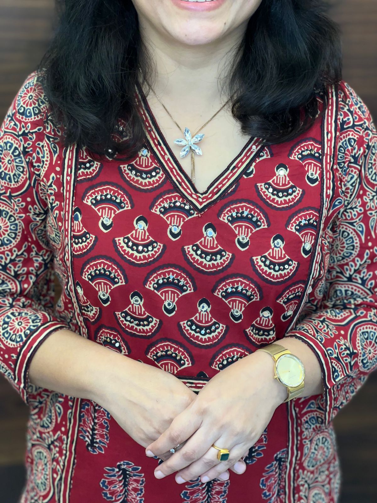 Maroon Color Panel Work Pure Dupatta Set