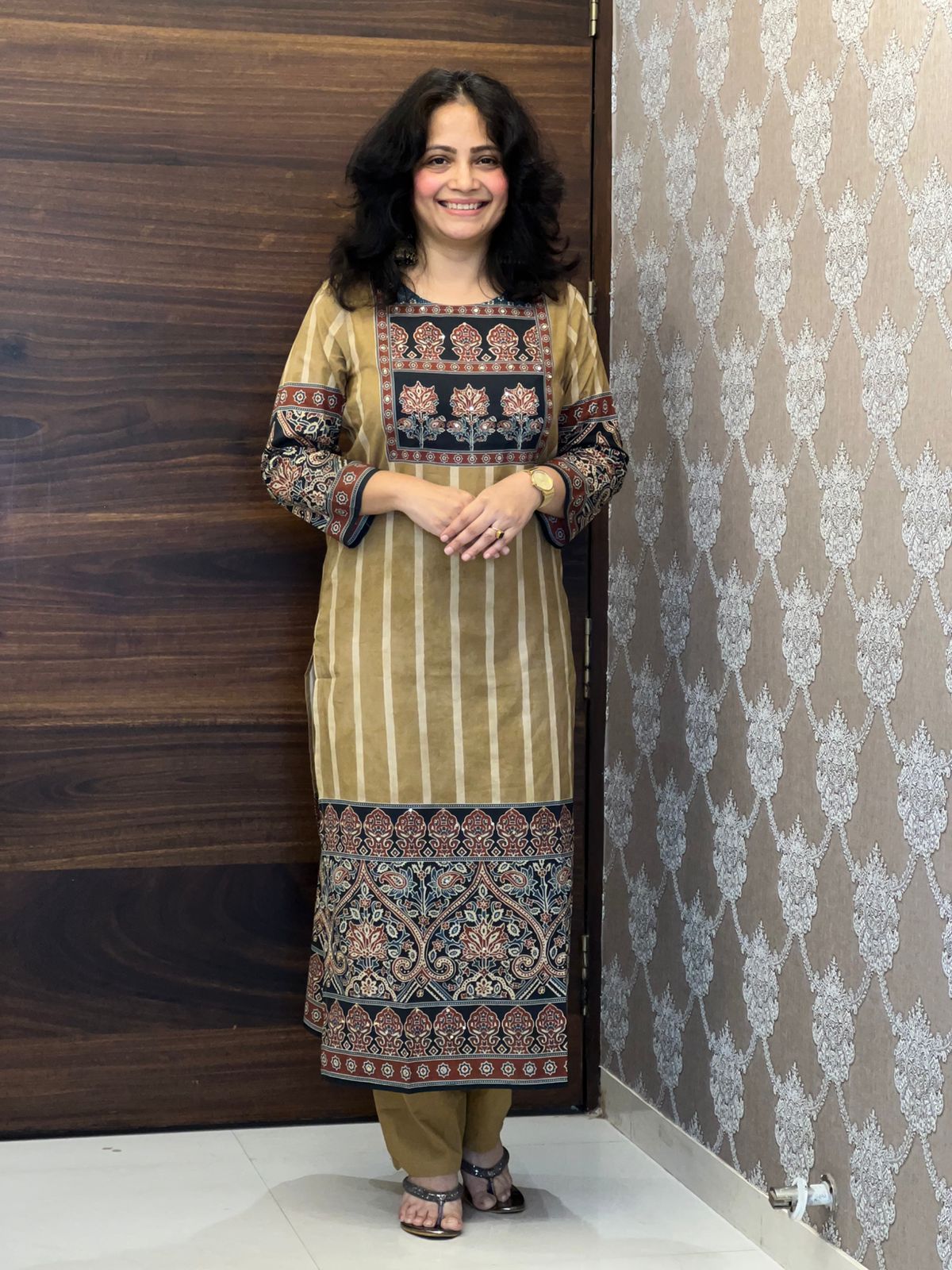 Digital Printed Mustard Yellow Colour Pure Cotton Dupatta Set