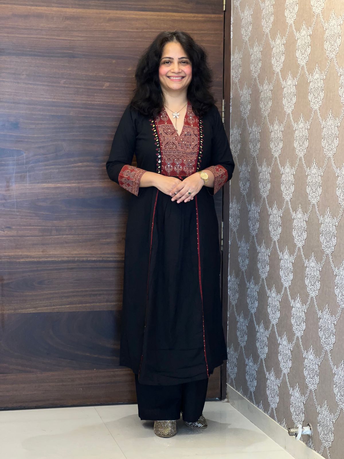 Black Colour Premium Cotton Dupatta Set With Ajrakh Patching