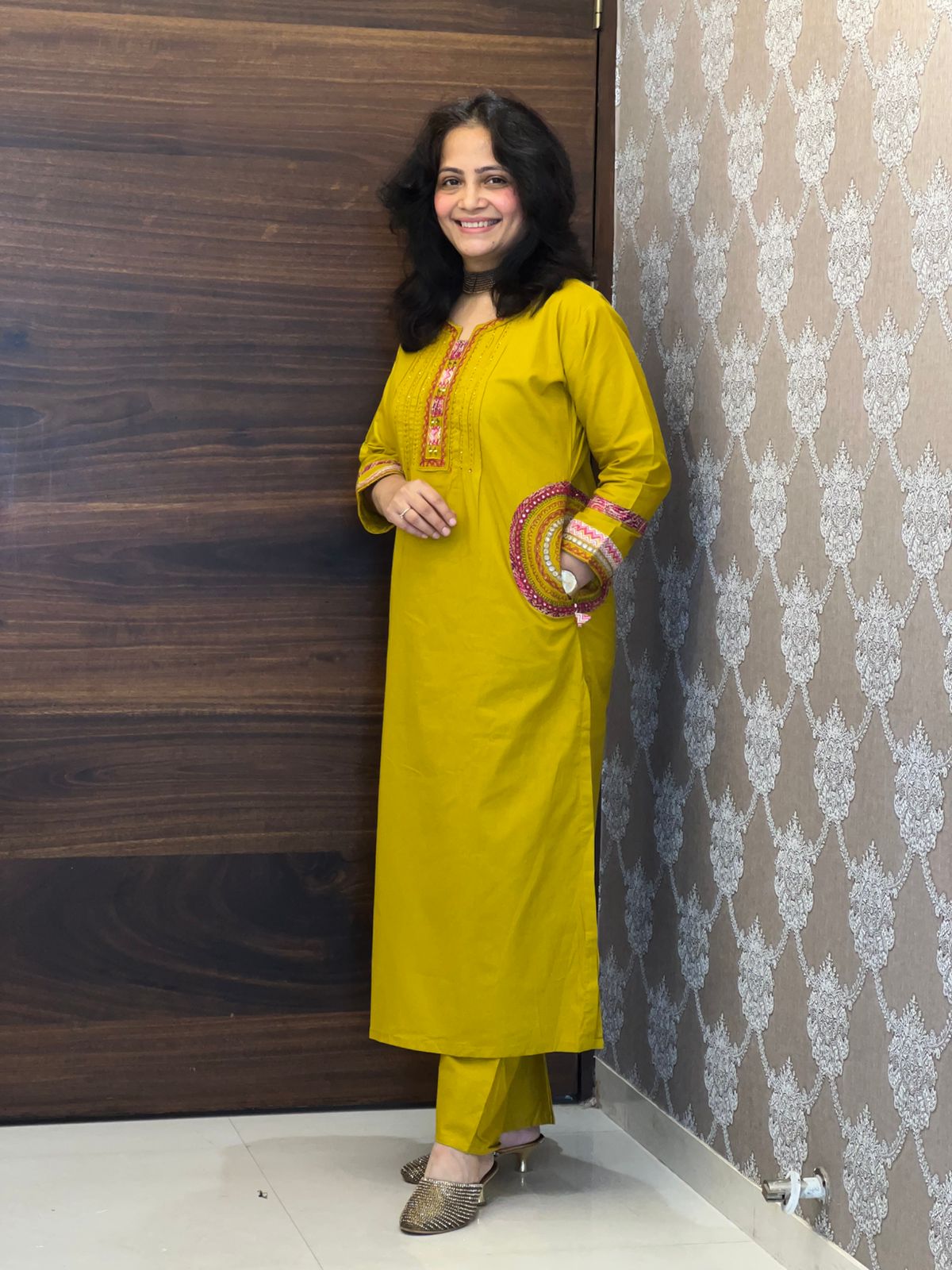 Yellow Colour Premium Cotton Dupatta Set