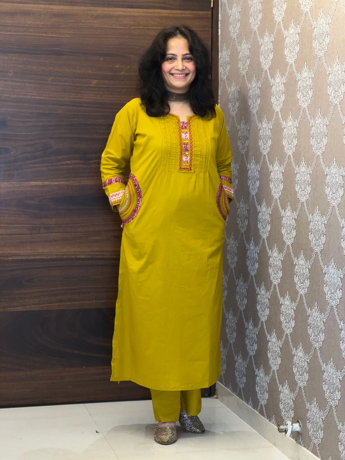 Yellow Colour Premium Cotton Dupatta Set