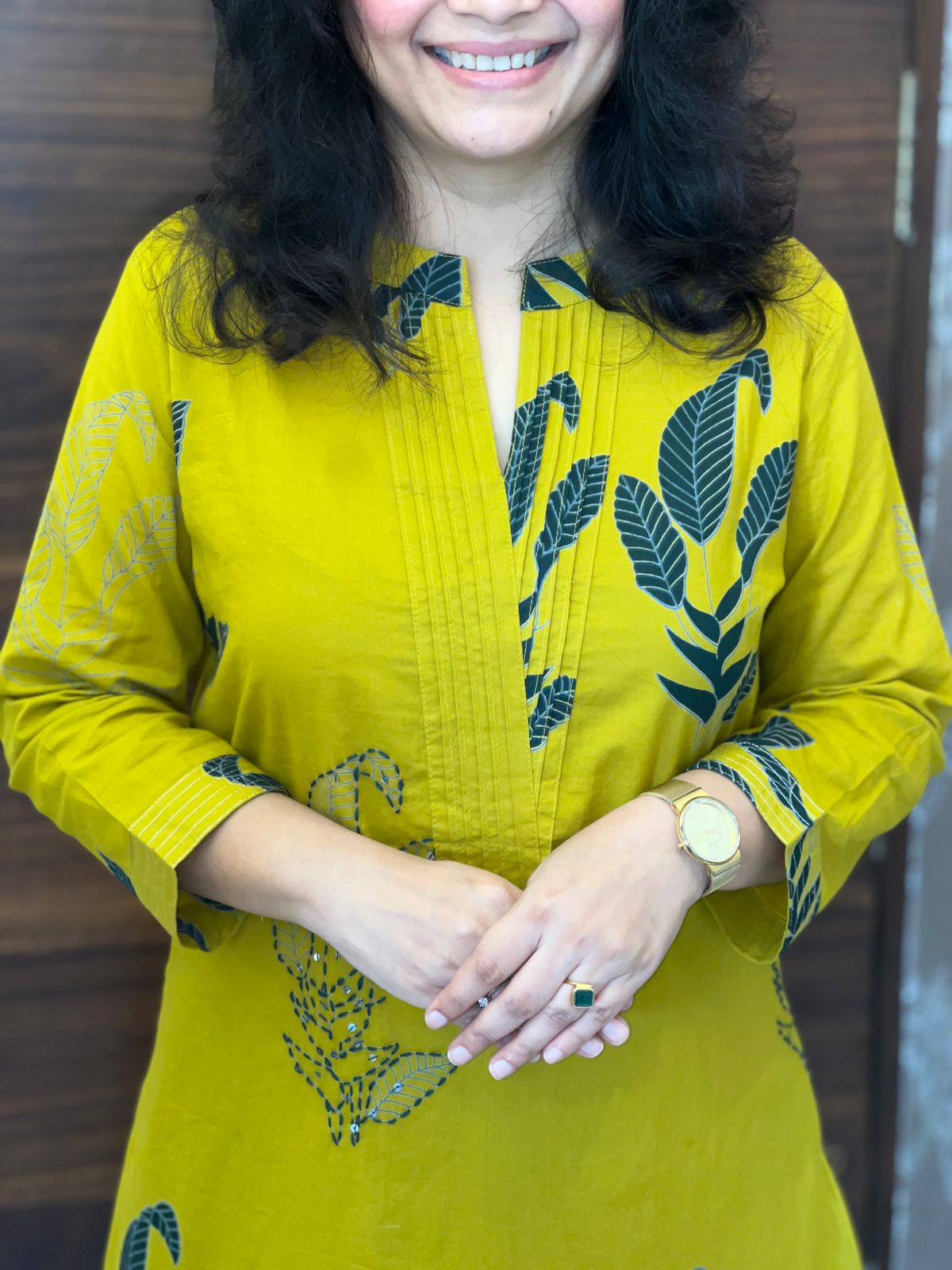 Mustard Pure Cotton A line Dupatta Set