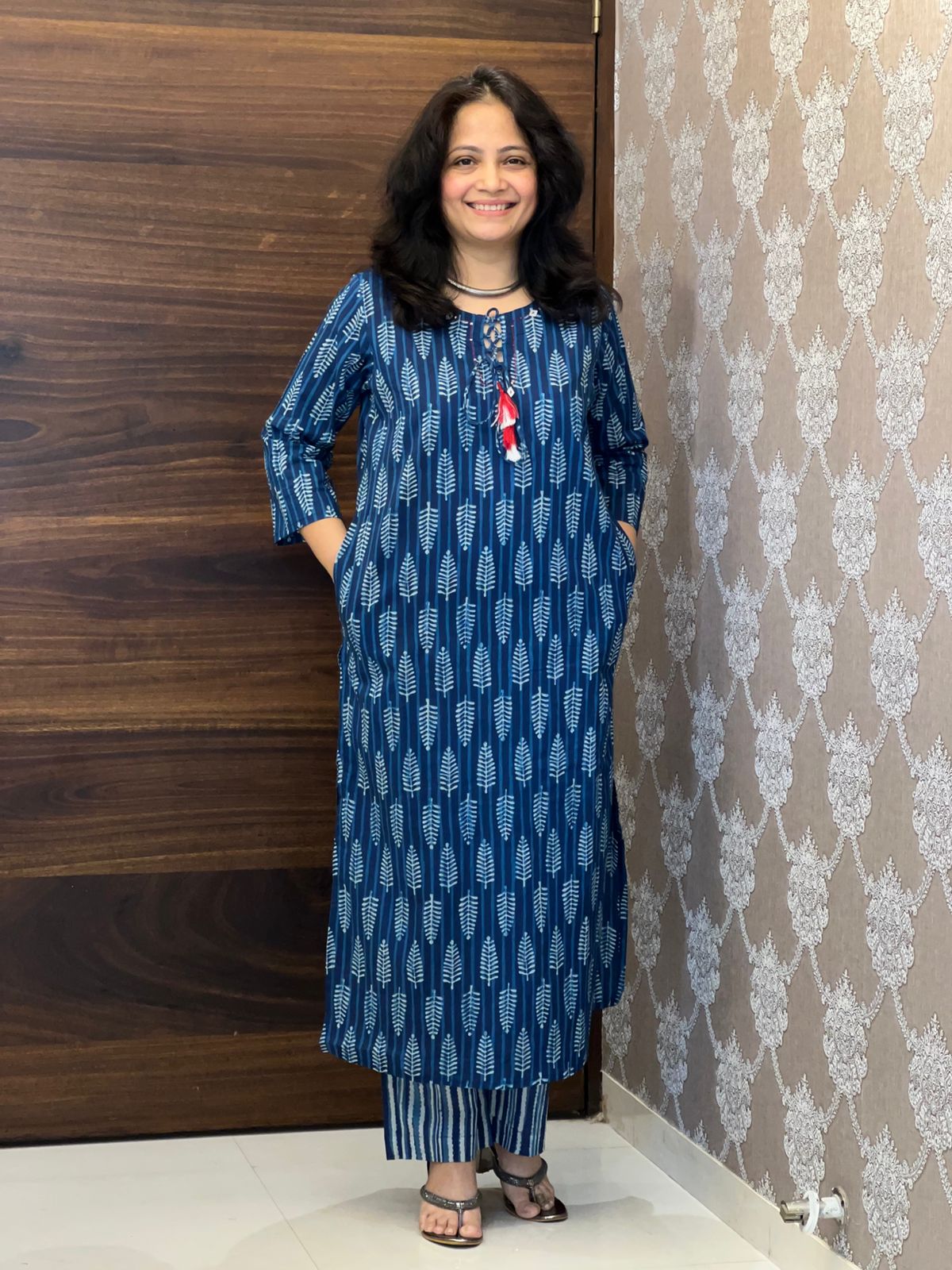 Bagru Buta Motifs Printed Indigo Colour Pure Cotton Dupatta Set