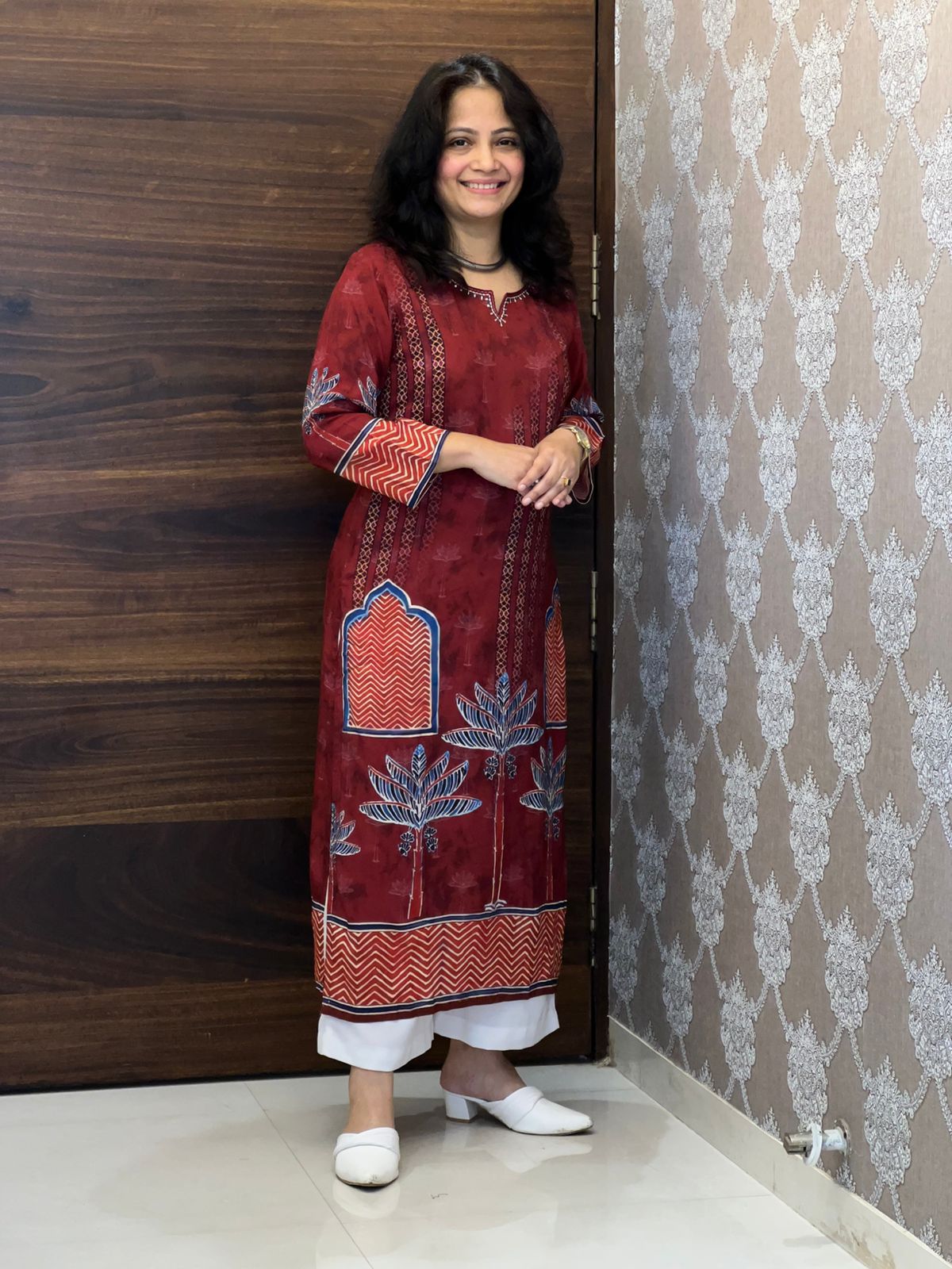 Maroon Color Premium Rayon Kurti