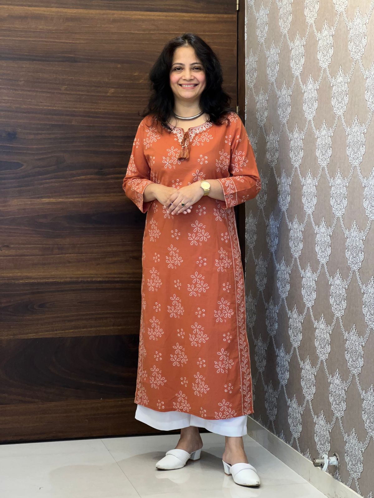 Rust Color Pure Cotton Kurti