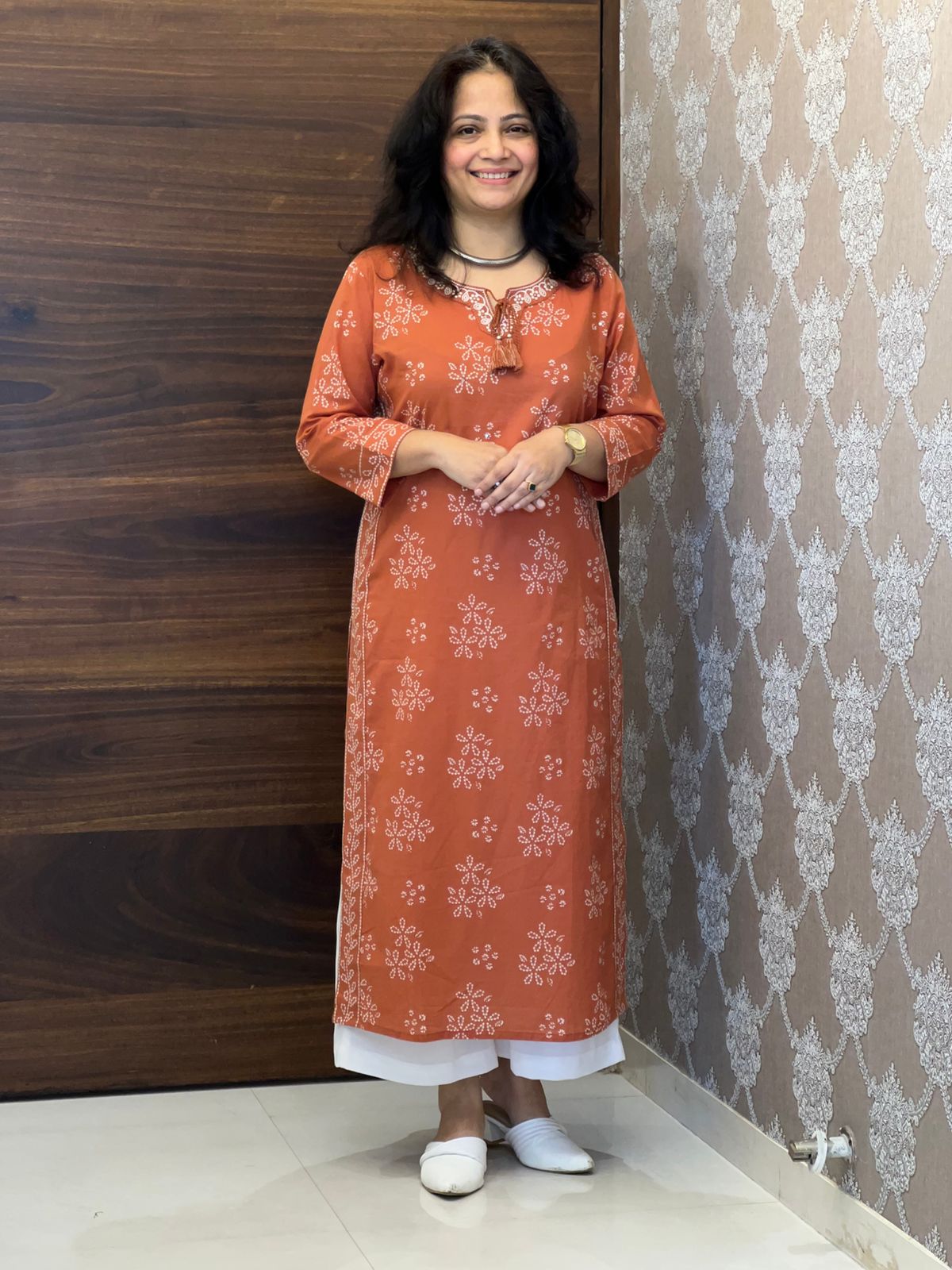 Rust Color Pure Cotton Kurti