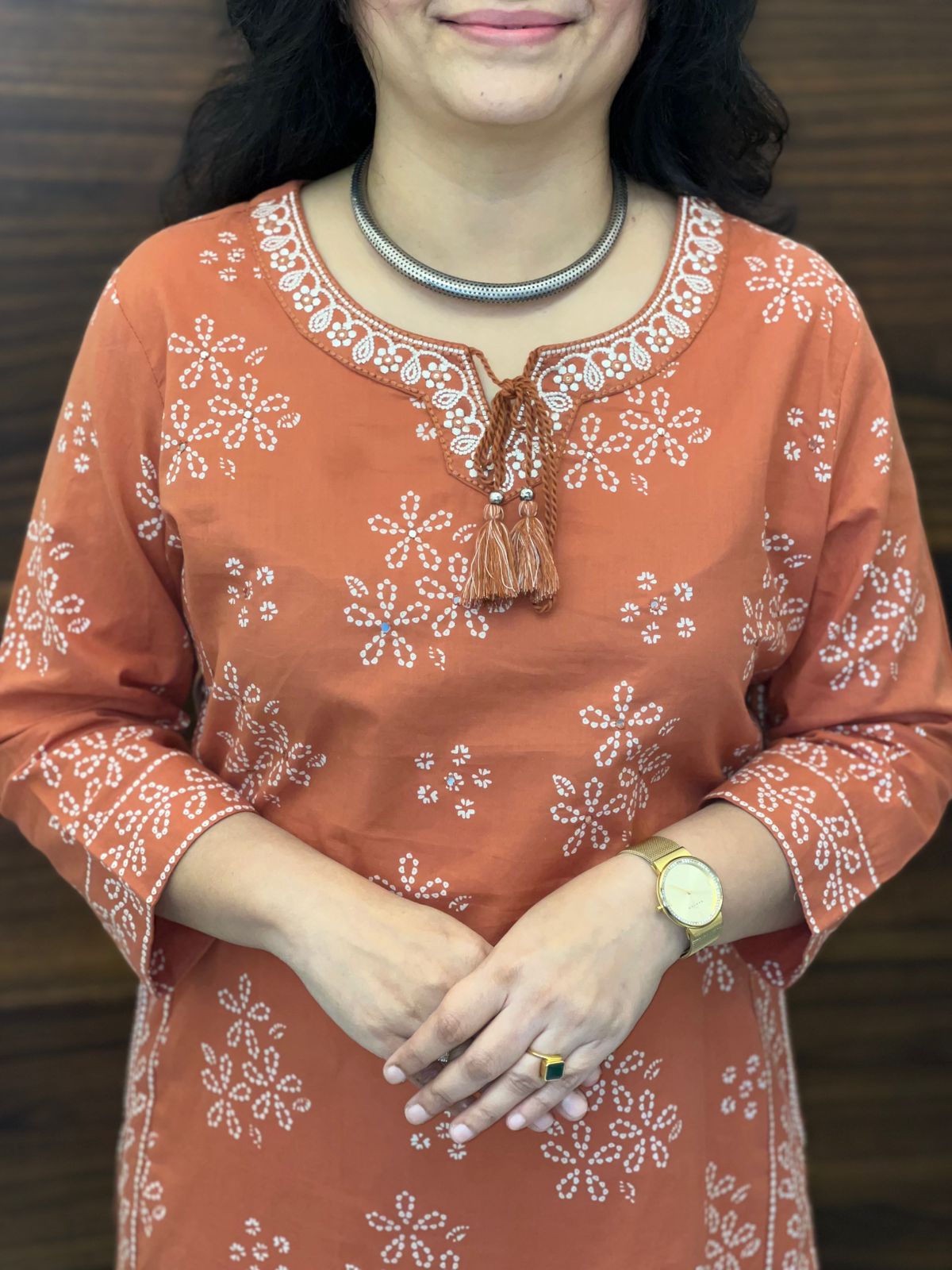 Rust Color Pure Cotton Kurti