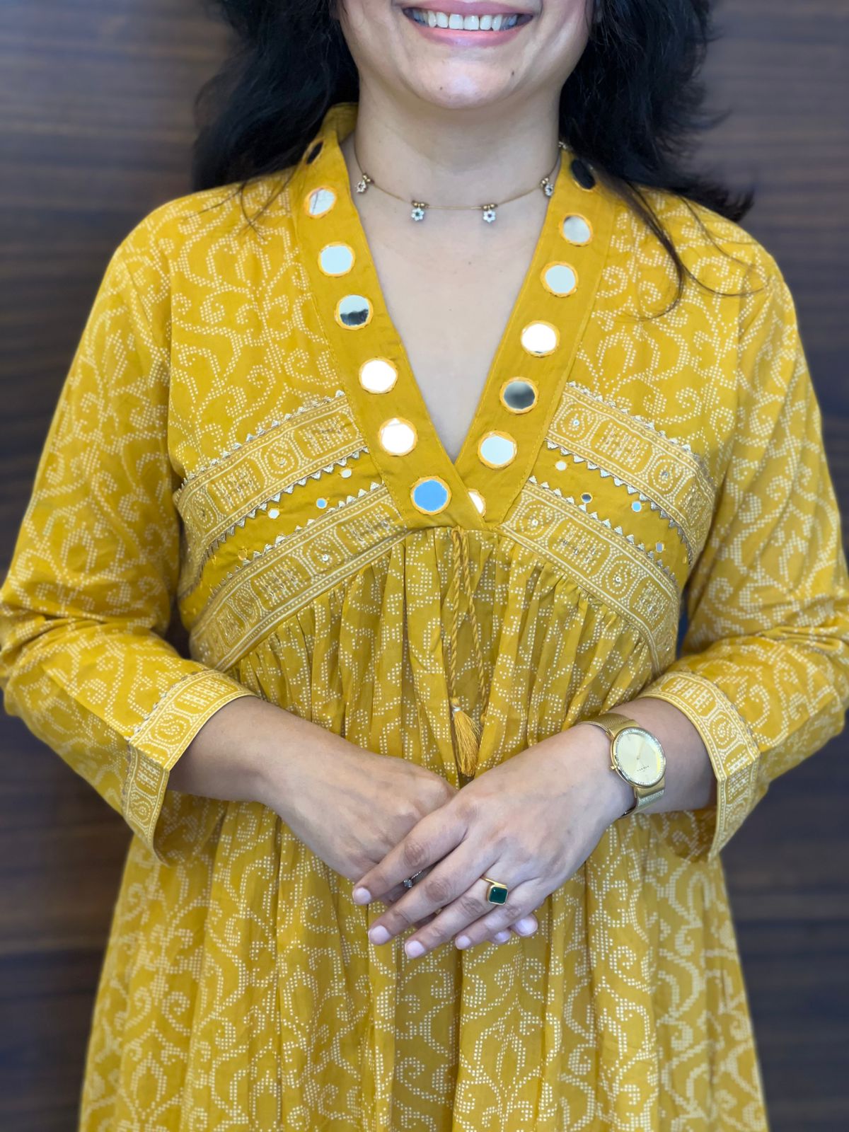 Yellow Colour Pure Cotton A line Dupatta Set