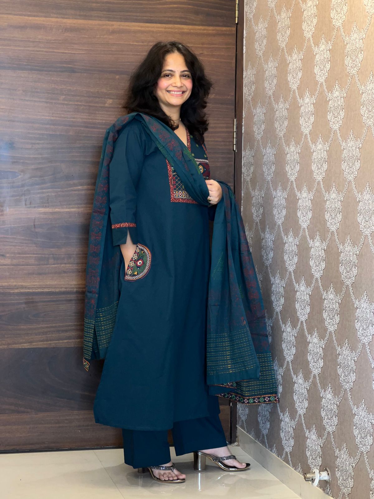 Peacock Colour Premium Cotton Dupatta Set