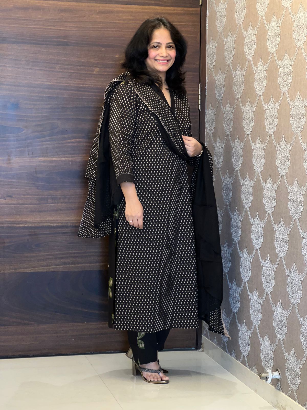 Grey Color Pure Cotton Dupatta Set