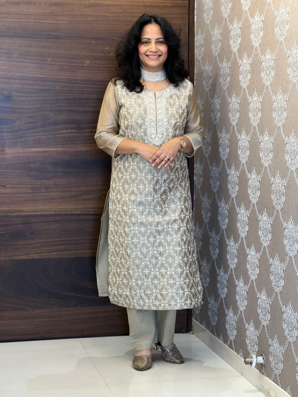 Warm Beige Color Chanderi Dupatta Set