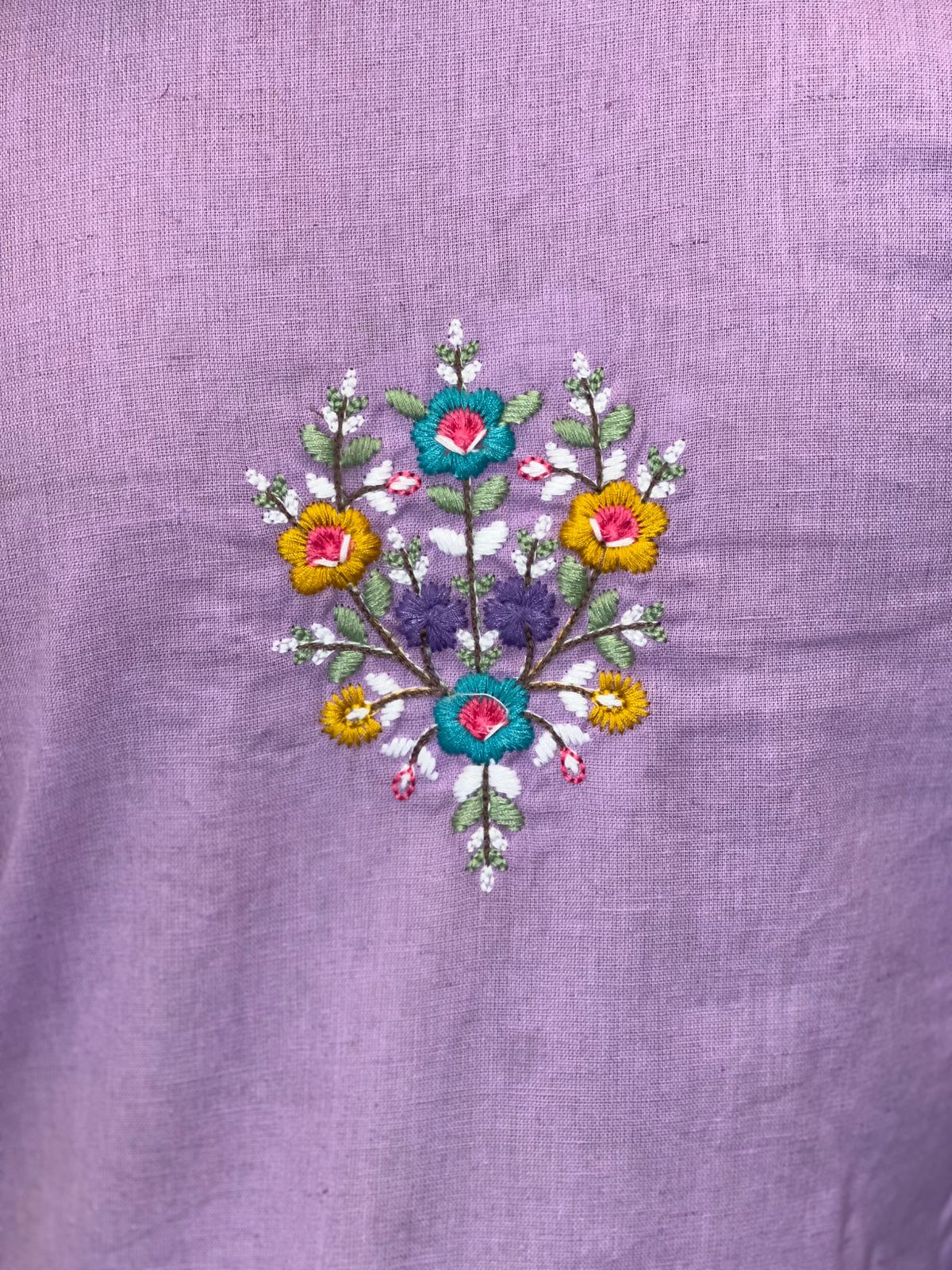 Purple Colour Cotton Flex Kurti-Pant Set
