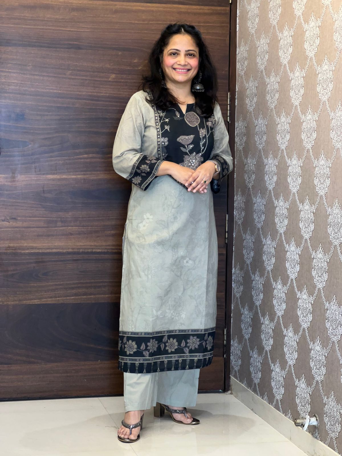 Digital Printed Muted Off-White Colour Pure Cotton Dupatta Set