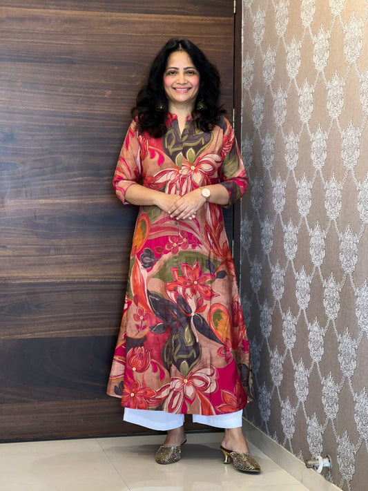 Rani Color Pure Muslin A-Line Kurti