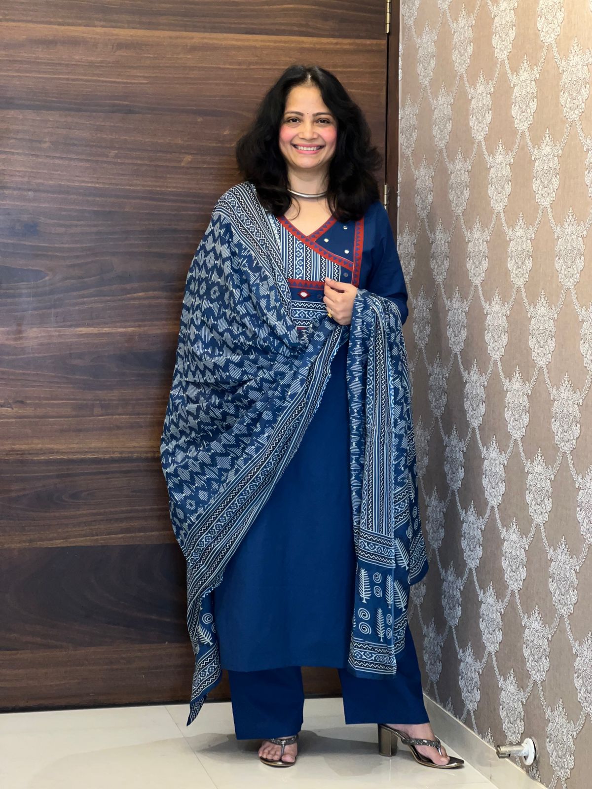 Blue Colour Pure Cotton Dupatta Set