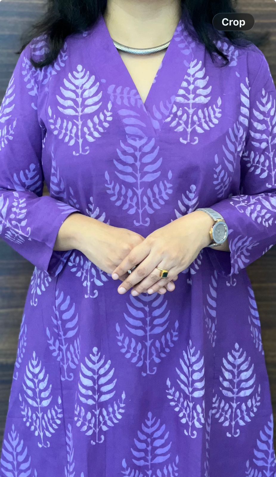 Purple Color Dabu Hand Block Print Pure Cotton A Line Kurti