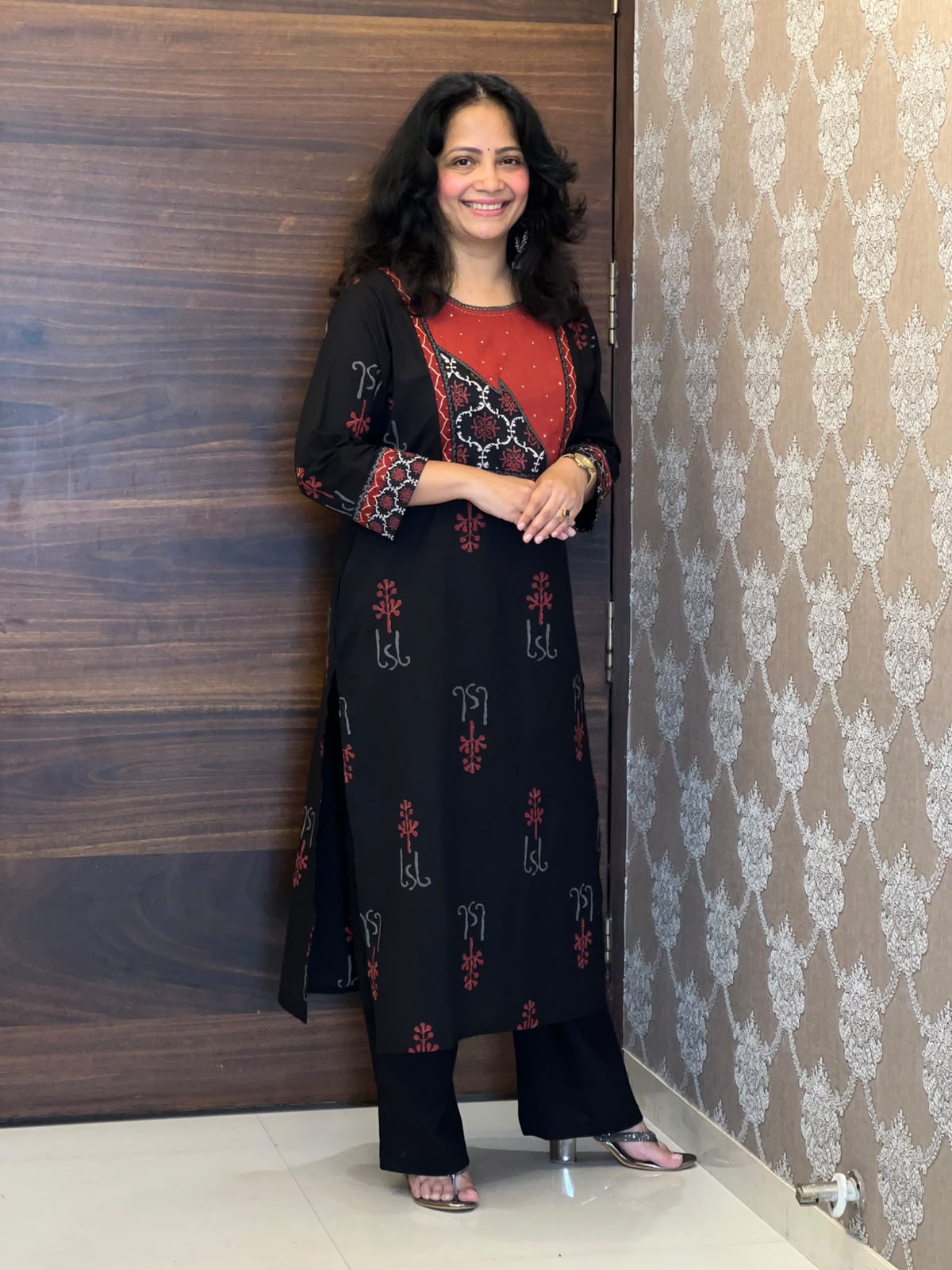 Black Color Block-Printed Pure Cotton Dupatta Set