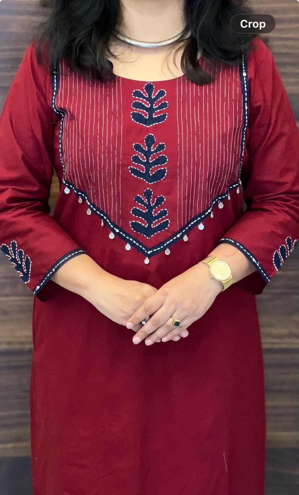 Maroon-Blue Colour Dabu Cotton Dupatta Set