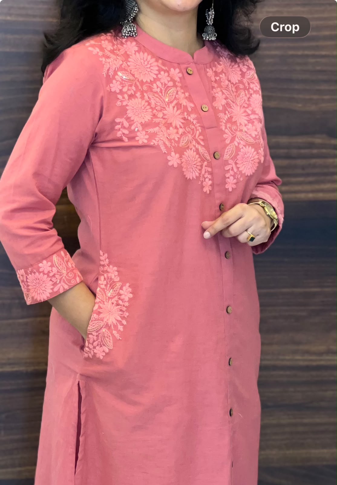 Deep Blush Pink Colour Cotton Flex Kurti-Pant Set