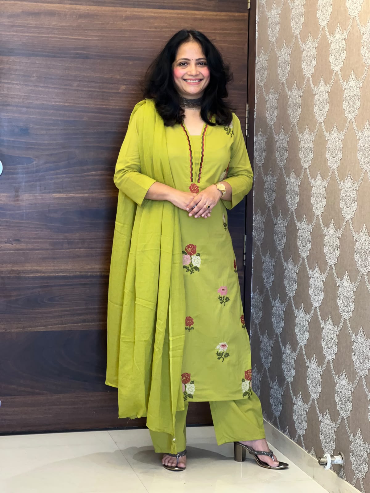 Pistachio Green Pure Cotton Dupatta Set
