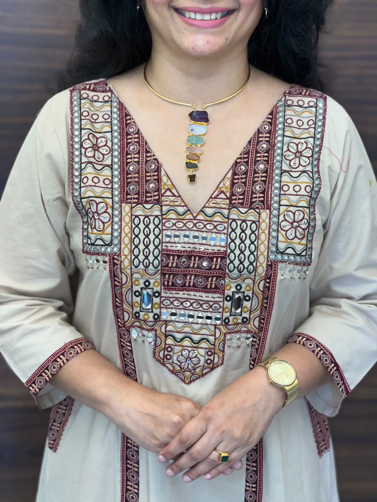 Ivory Colour Dabu Cotton Dupatta Set