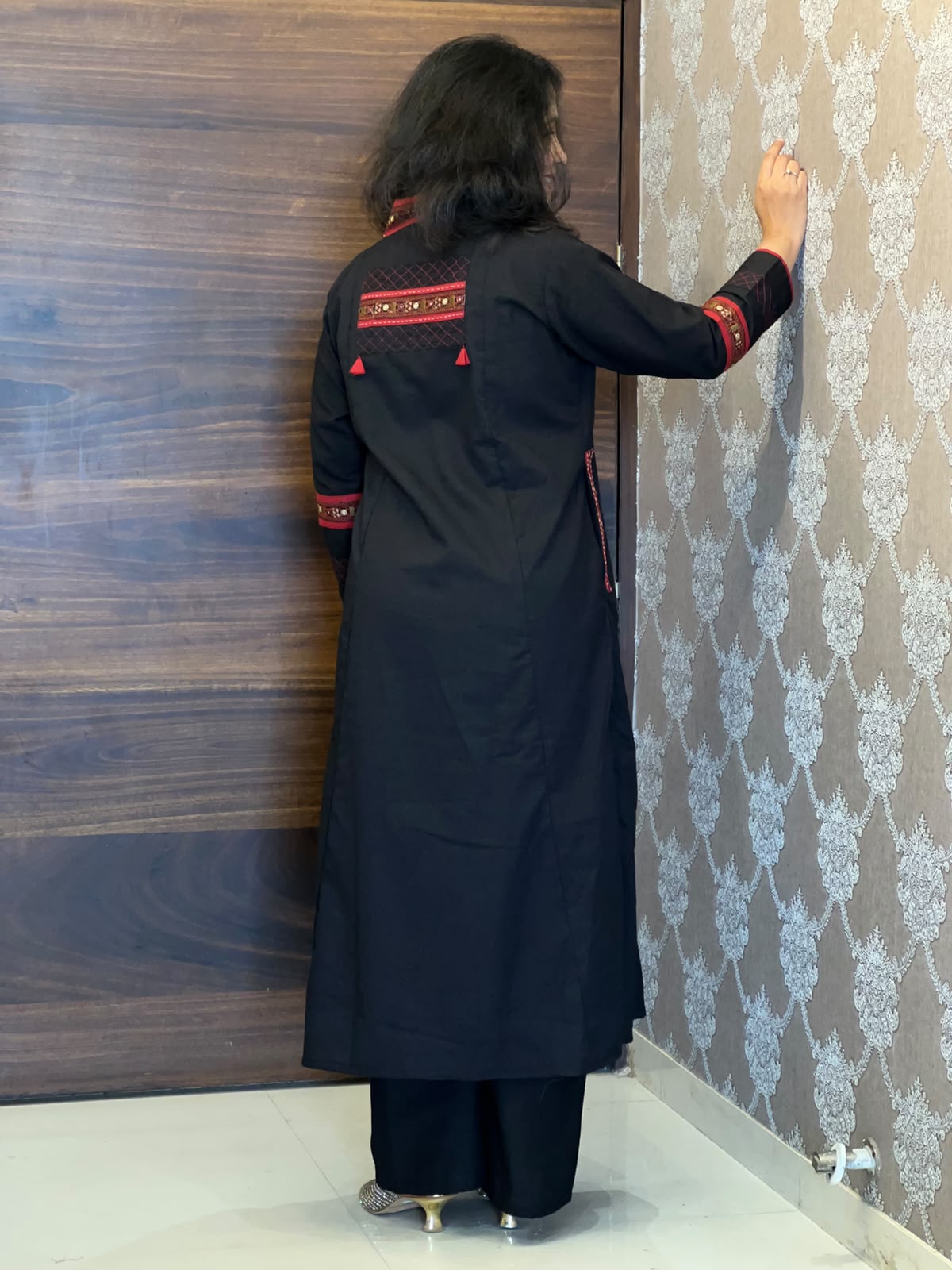 Black Colour Dabu Cotton Dupatta Set