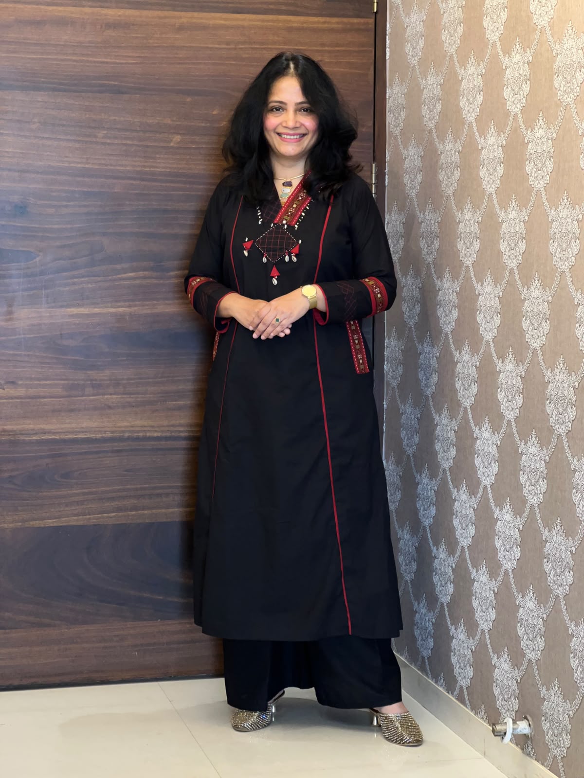 Black Colour Dabu Cotton Dupatta Set