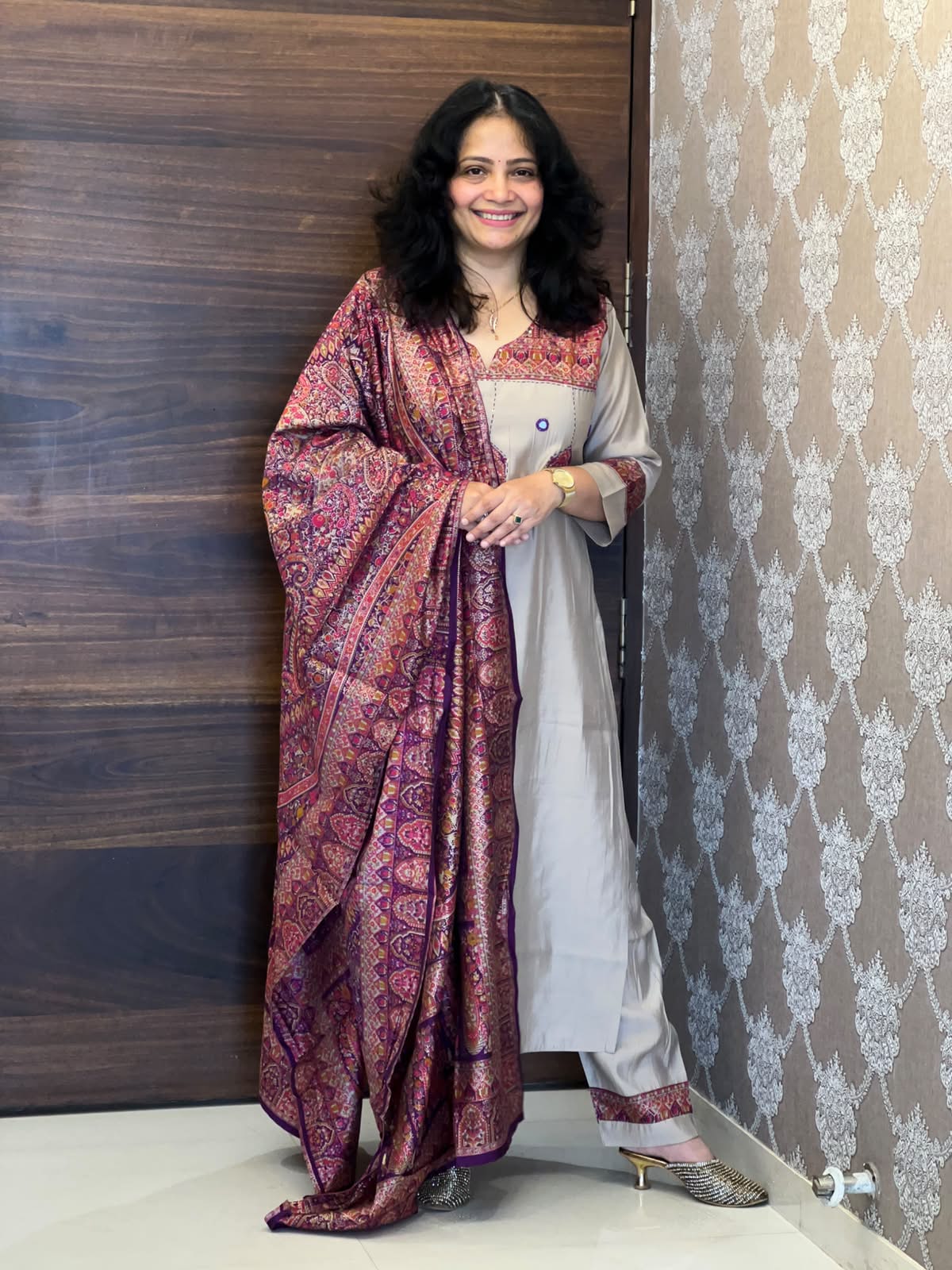 Light Sage Grey Color Modal Muslin Set