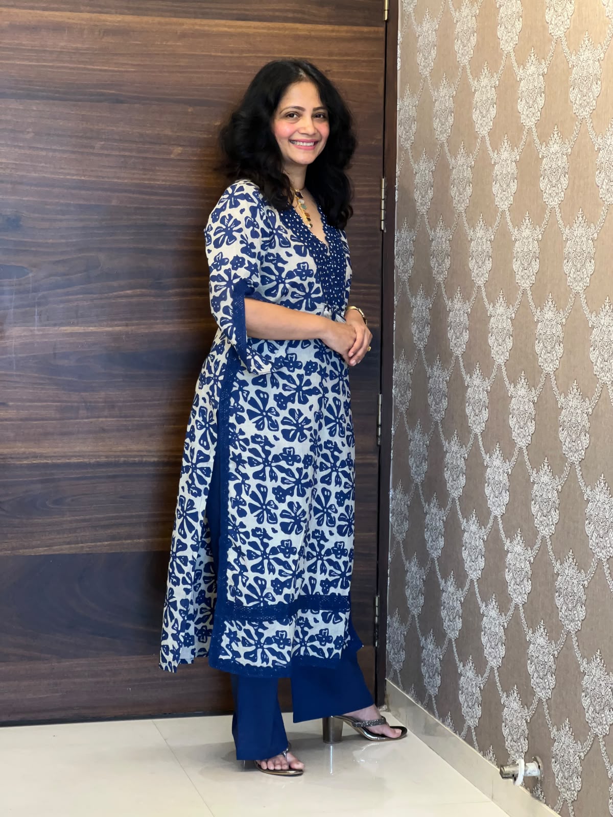 BlueColour Printed Pure Cotton Dupatta Set