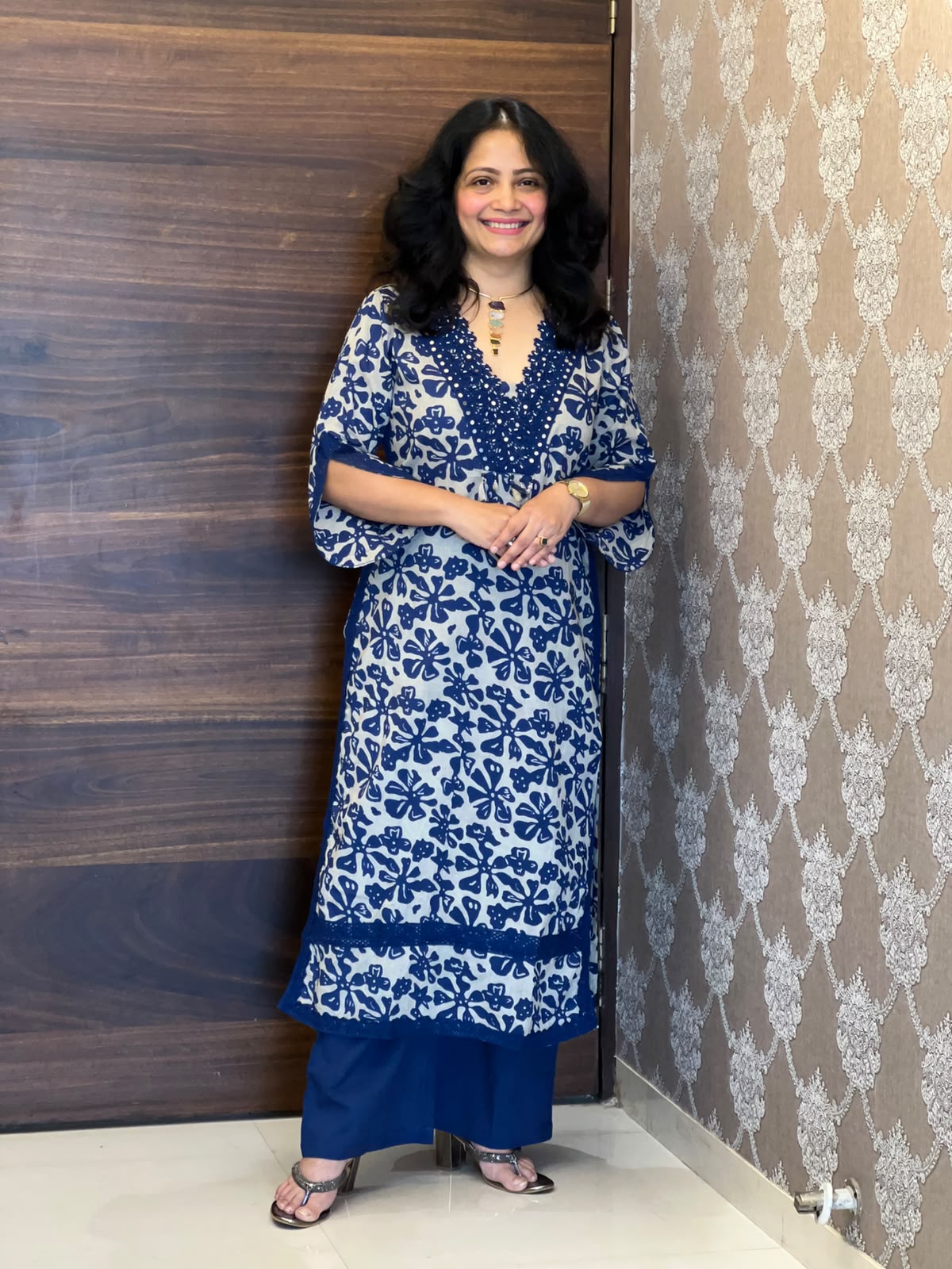 BlueColour Printed Pure Cotton Dupatta Set