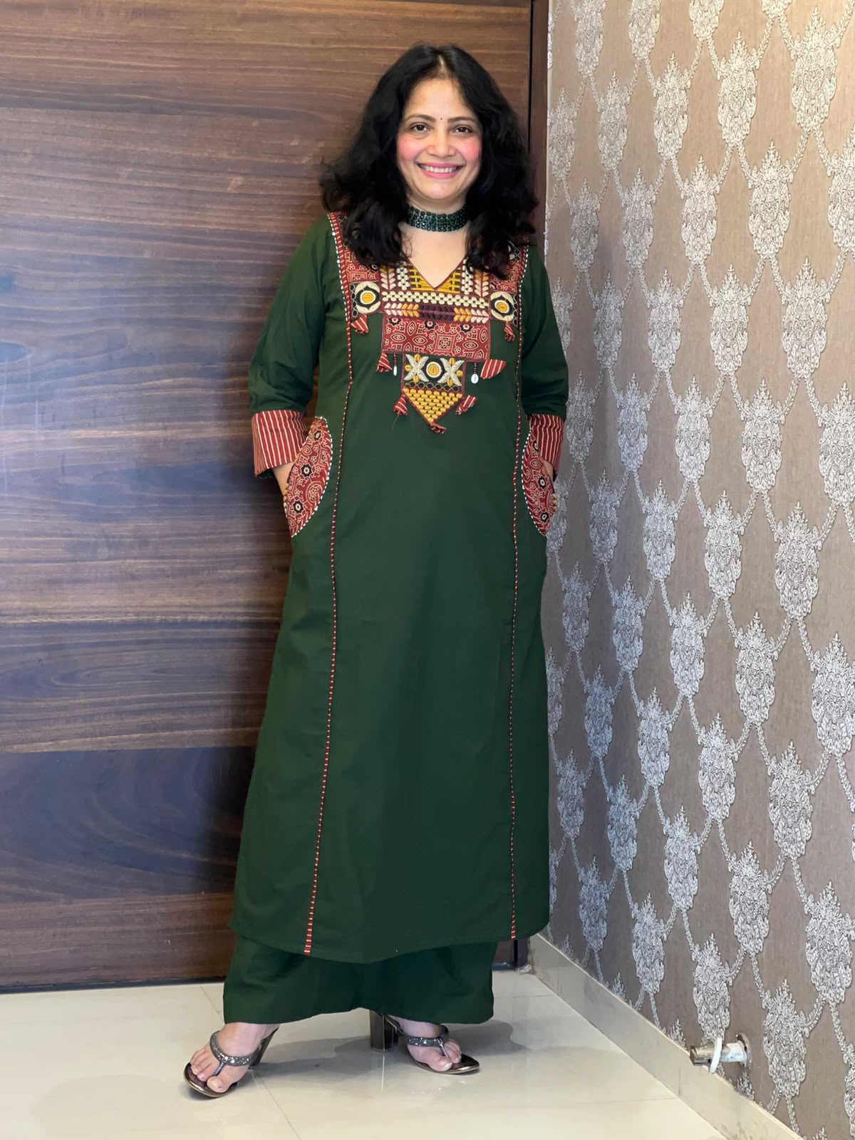Green Colour Pure Cotton Dupatta Set