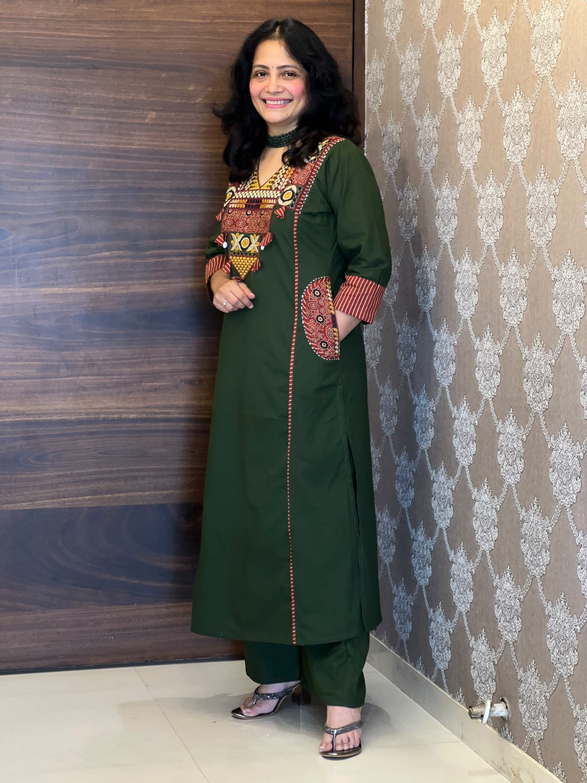 Green Colour Pure Cotton Dupatta Set