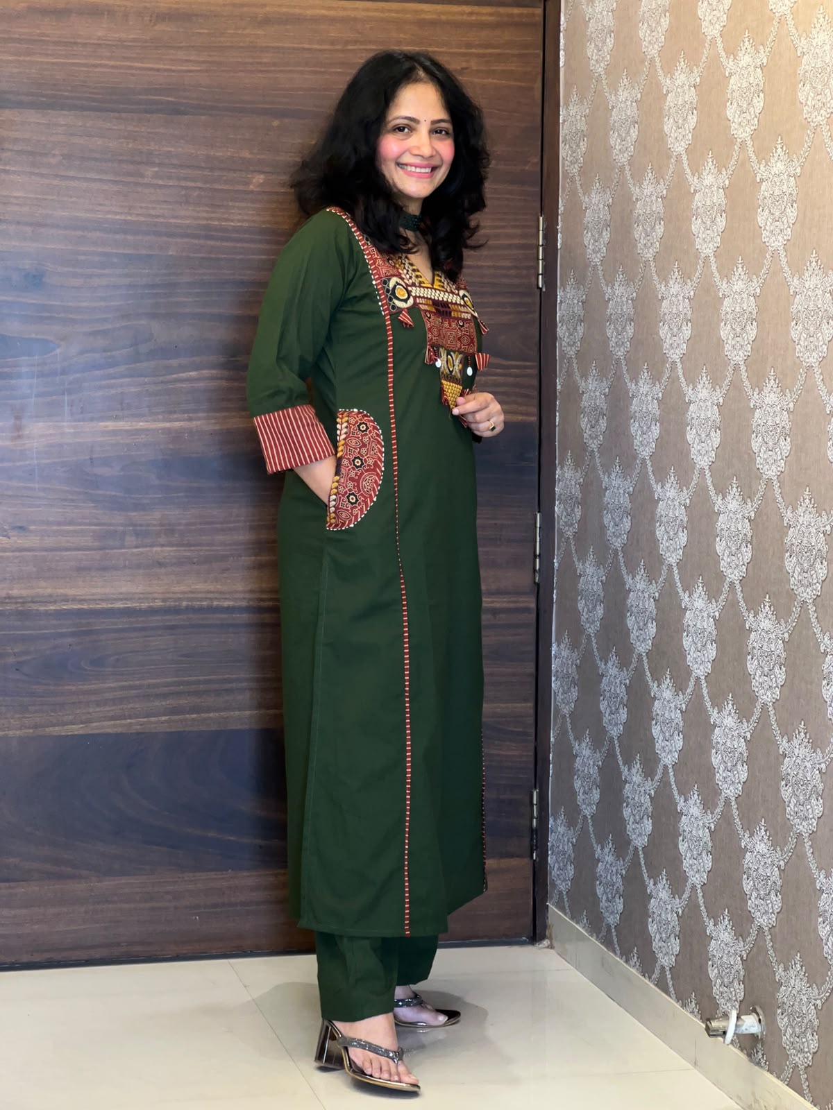 Green Colour Pure Cotton Dupatta Set